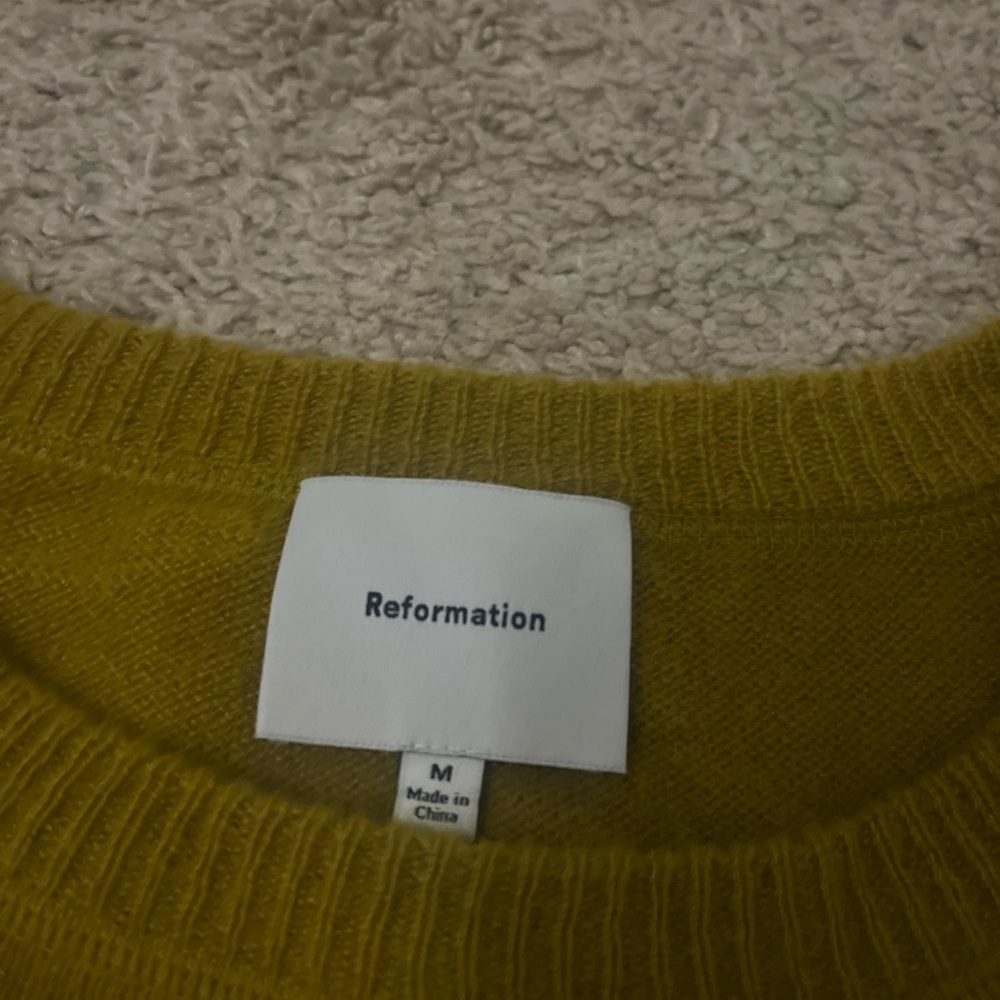 Reformation 100% Cashmere Boyfriend Oversized Pullover Sweater Topaz Medium - Picture 5 of 7